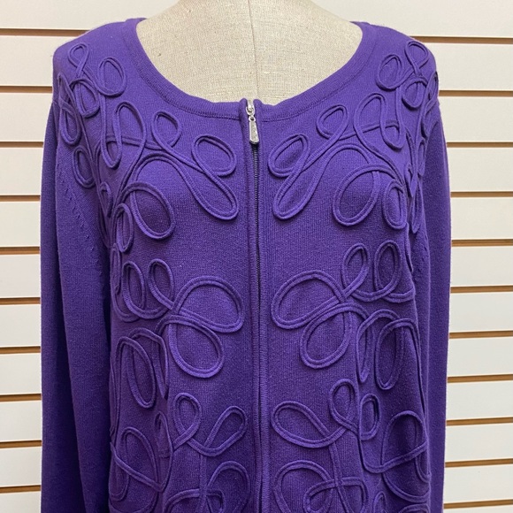 Catherine’s Purple Long Sleeve Zip Frnt Sweater 1x - Picture 1 of 8